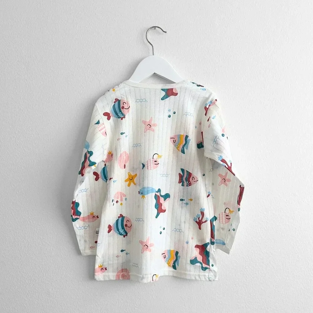 NWT Cute Girls Sleep N' Play Short Sleeve Top & Pants Pajamas Set Sea Fishes 7Y